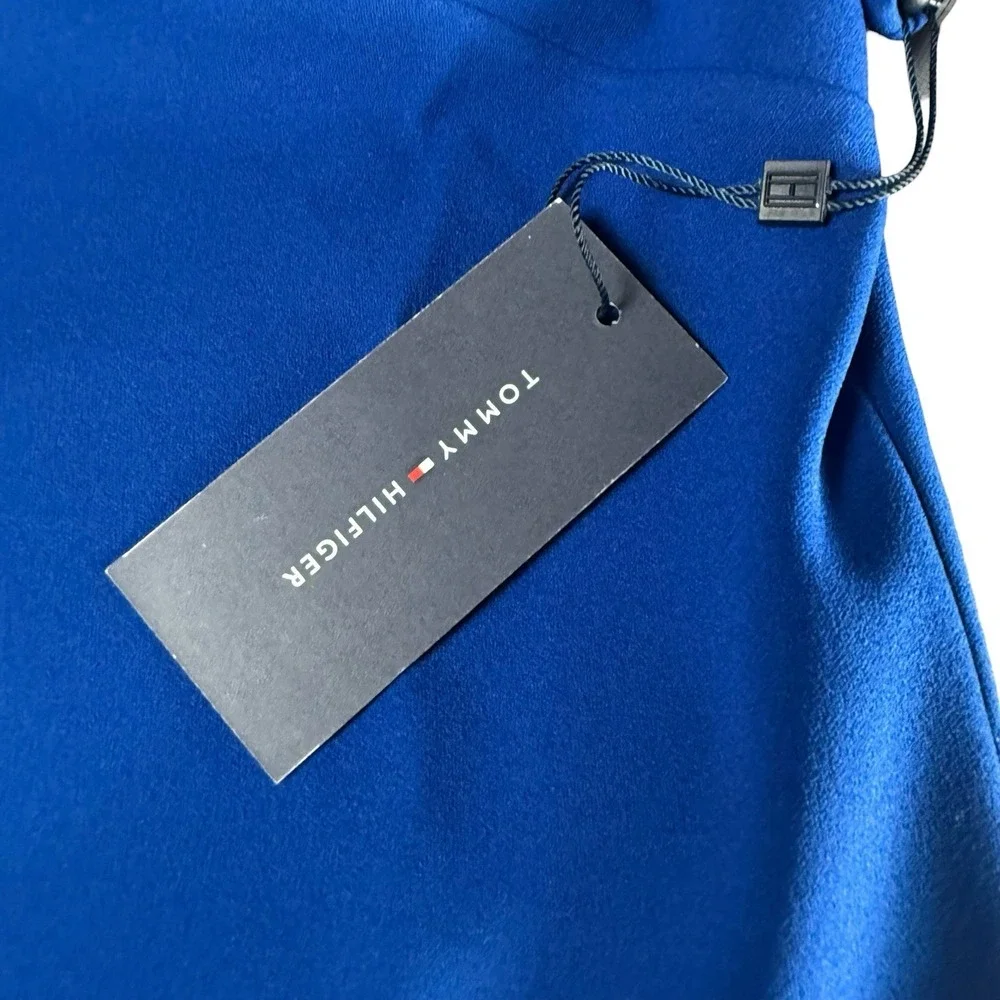 TOMMY HILFIGER Dress Womens 2 Blue Scuba Sheath Grommet Neck  NWT